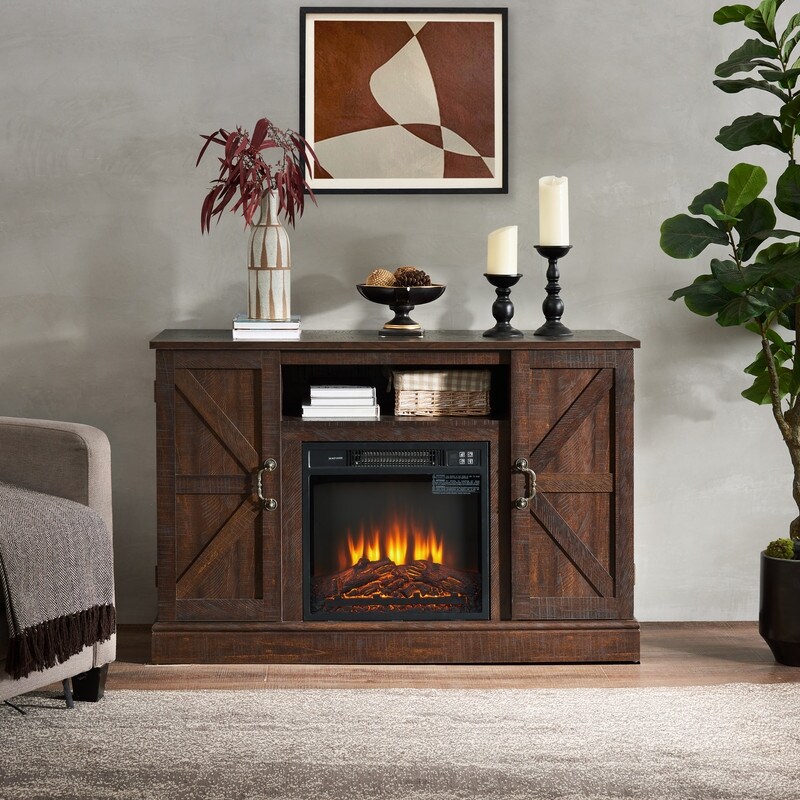 Farmhouse TV Stand, Entertainment Console Table for TV up to 50 with 18  Electric Fireplace Insert and Storage Space, Espresso - Bed Bath u0026 Beyond -  38253576