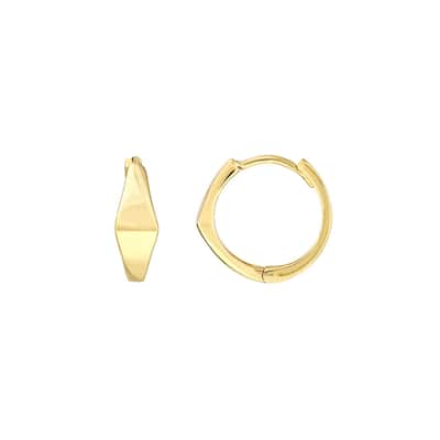 Curata 10k Yellow Gold 10.3x4mm InvertedTriangles Hinged Hoop Earrings