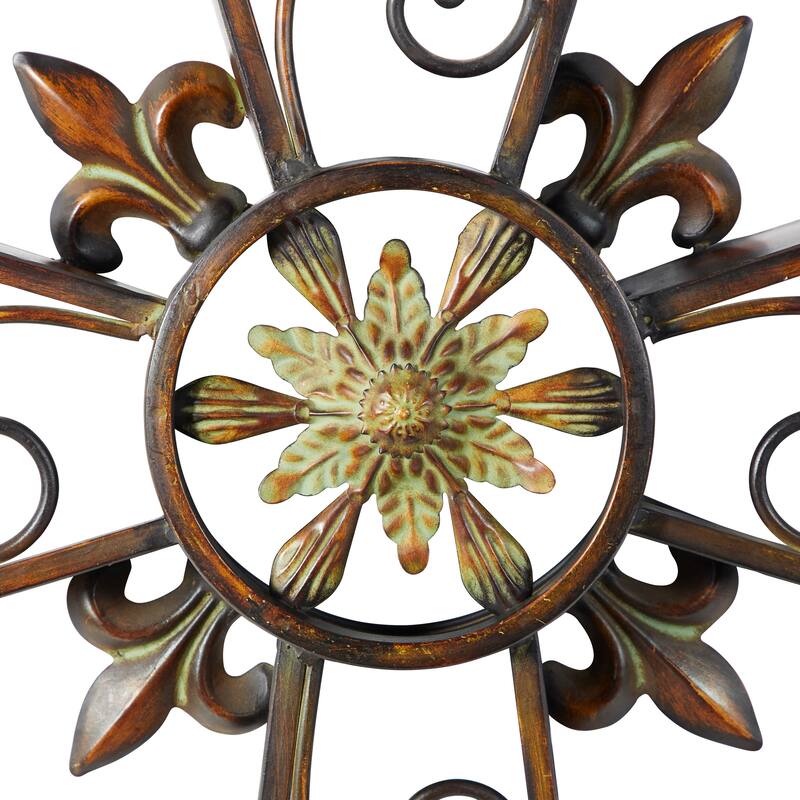 Brown Metal Scroll Cross Home Wall Decor