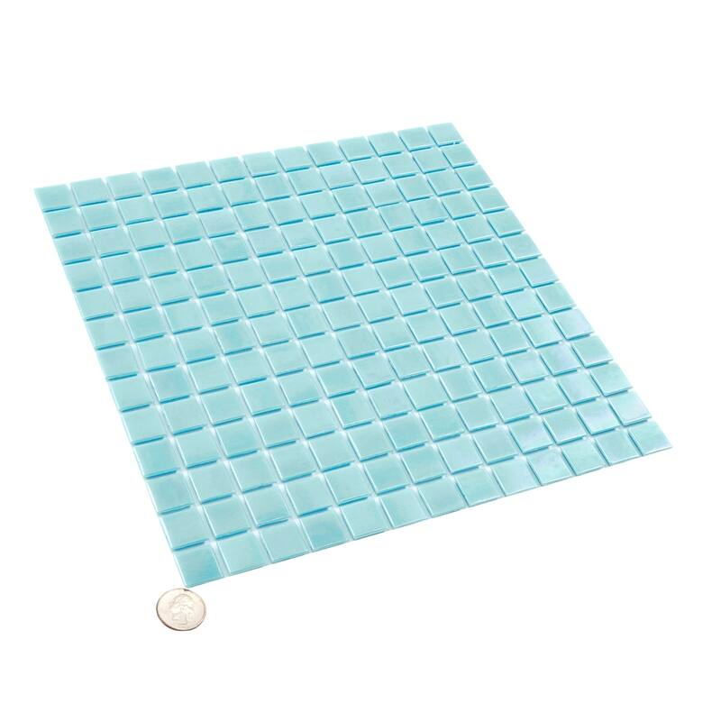 Apollo tile 12" x 12" Nacreous Glossy Sky Blue Glass Tile (20 sq ft/case) - 20 Pack