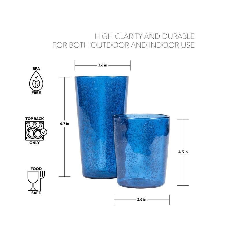 Fizz Bubbles Drinkware Set, 17 Oz & 24 Oz, Set of 8