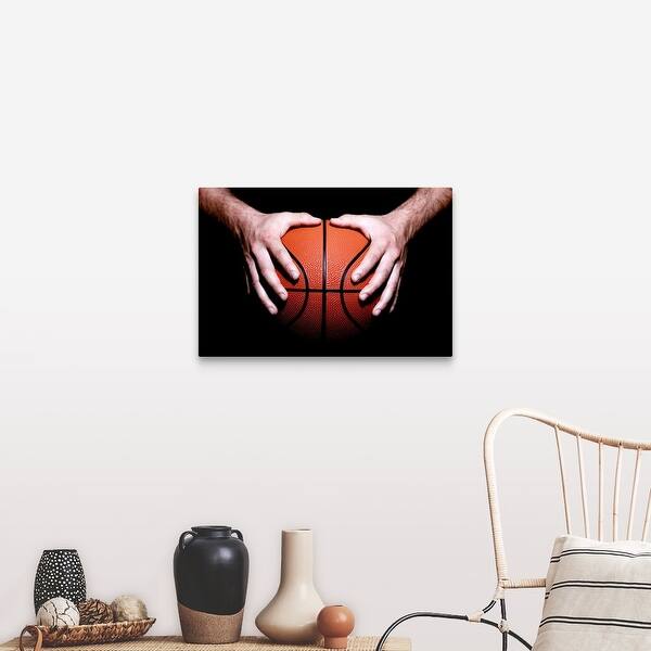 Shop Hands Holding A Basketball Canvas Wall Art Overstock