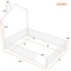 preview thumbnail 5 of 8, Full Size Metal House Platform Bed with Guardrail and Chimney