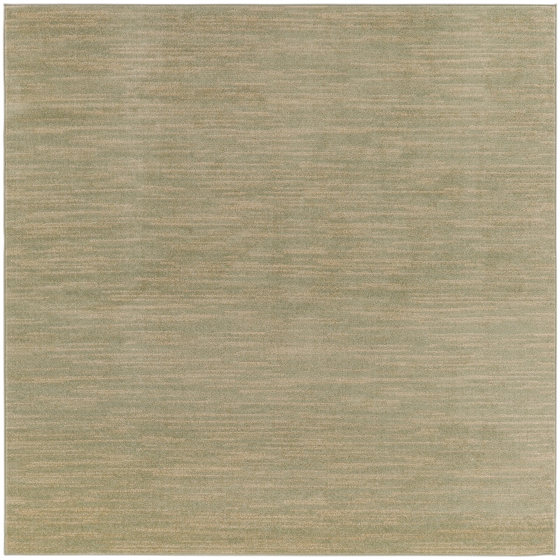 Nourison Essentials Solid Contemporary Indoor/Outdoor Area Rug - 5' Square - Green/Gold