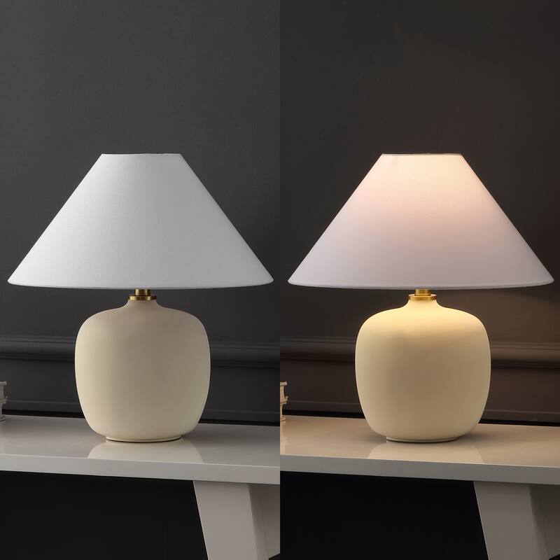 Delphi 18.25" Minimalist Scandinavian Resin/Iron LED Table Lamp (Set of 2), by JONATHAN Y