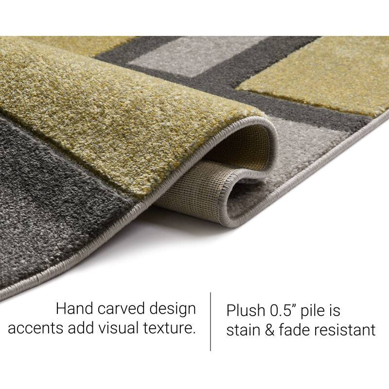 Well Woven Modern Geometric Color Block Area Rug