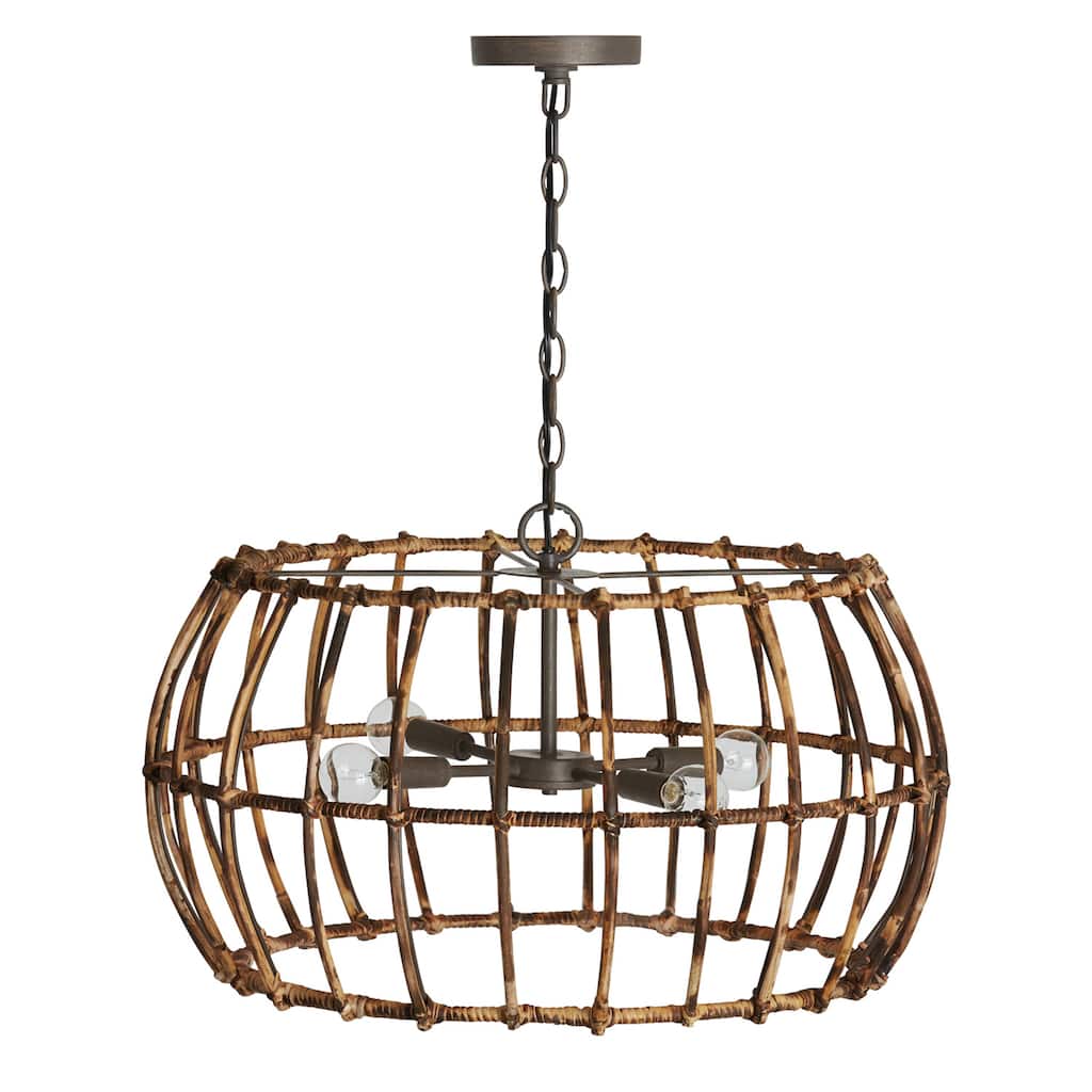 Sanibel 4-light Blazed Rattan/ Nordic Grey Hanging Pendant
