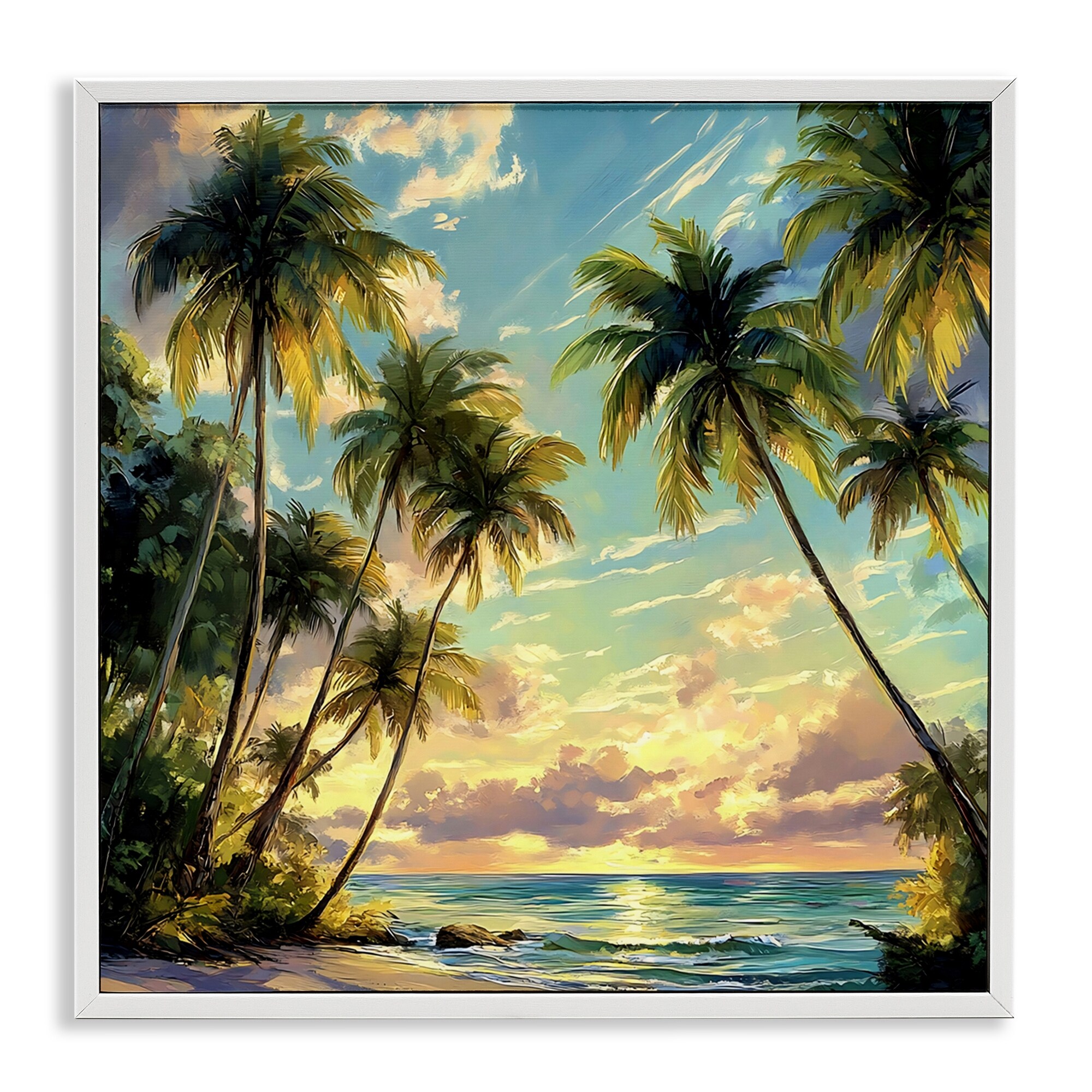 Stupell Sunset On The Beach Palms Framed Giclee Art Design By Creative Studio