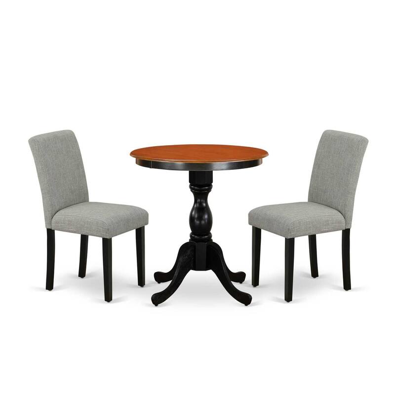 3-Piece Black and Cherry Finish Solid Wood Top-Dining Room Set with High Back-Seats 4