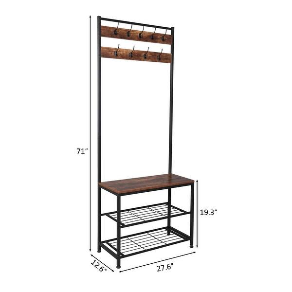 Shop Industrial Style Coat Rack Hall Tree Entryway Shoe Bench Accent Furniture On Sale Overstock 31481232