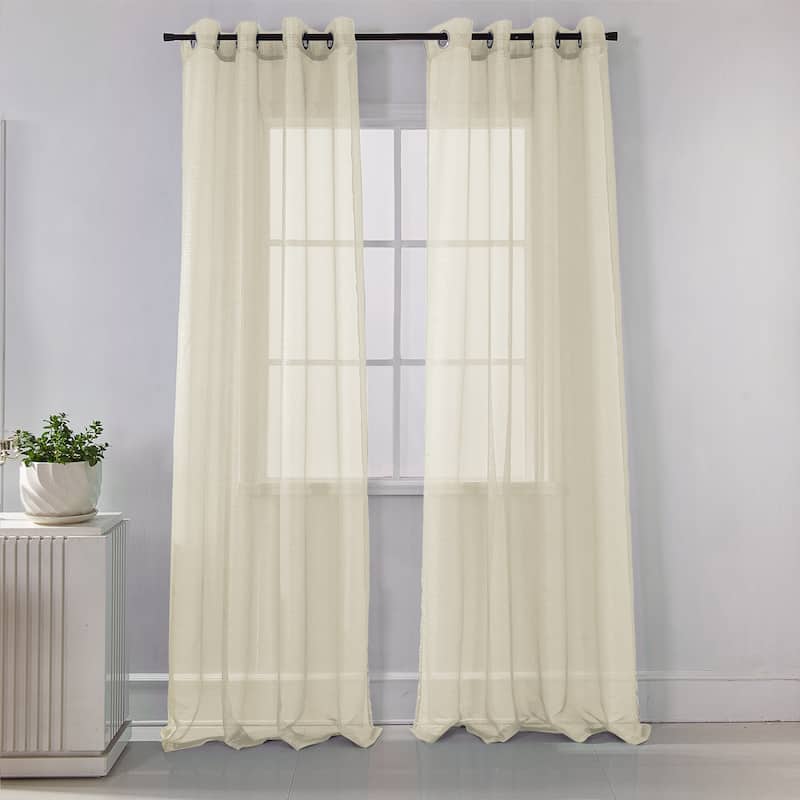Lonnie Metallic Stripe Sheer Window Curtain Panel 90 inch