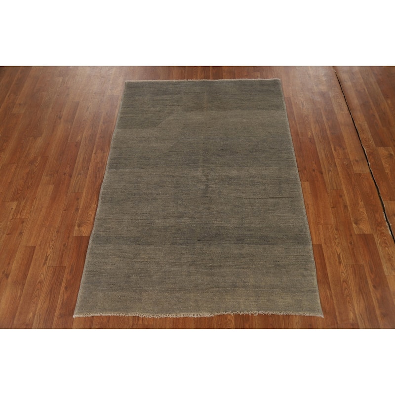 Hand Knotted Oriental 100% Wool Carpet Modern Modern Beige & Ivories Gabbeh Area Rug - 4' 10'' X 3' 4''