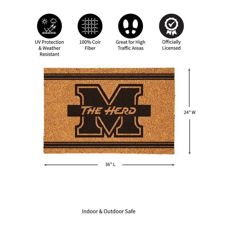 Marshall University Monochrome Indoor/Outdoor Coir Door Mat