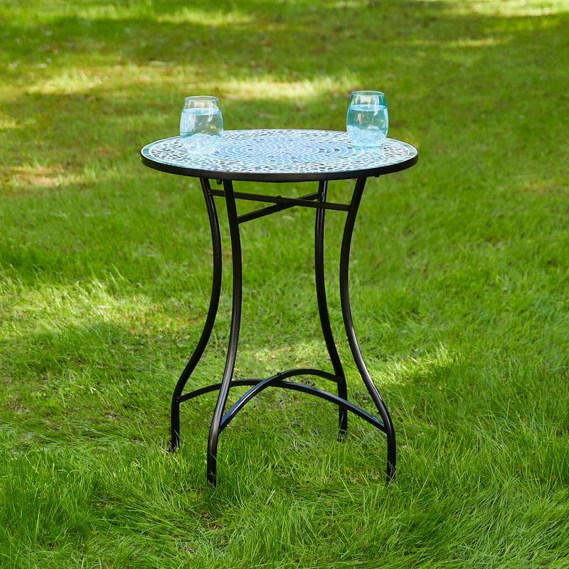Glitzhome Outdoor Metal Folding Bistro Set 3PCS Patio Table Chairs