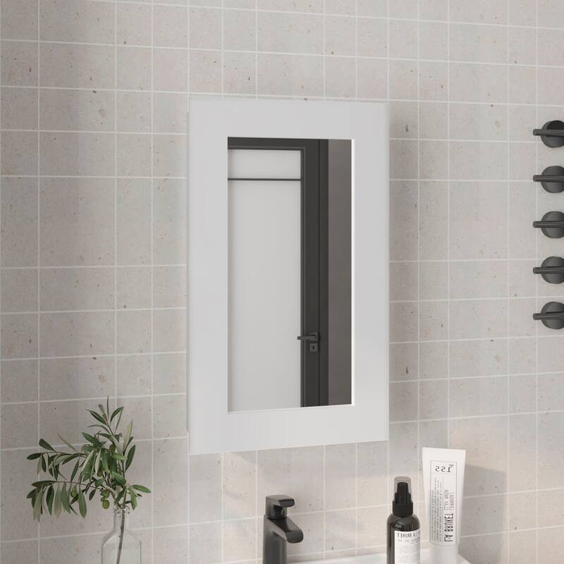 Medicine Cabinet 25.7" H, 1 Door, 3 Shelves, 1 Mirror - White