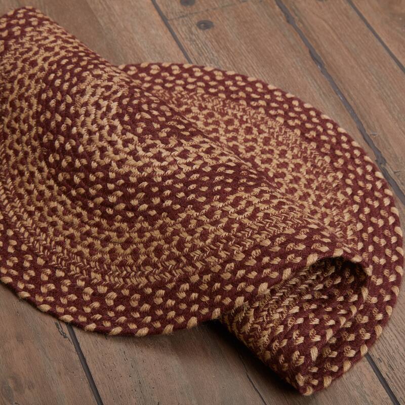 Burgundy Tan Jute Rug Oval w/ Pad 20x30