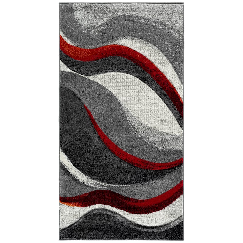 SAFAVIEH Hollywood Zohreh Mid-Century Modern Abstract Rug - 2'7" x 5' - Grey/Red
