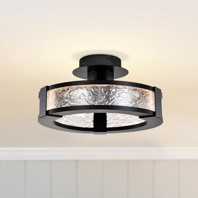 Darrow - 13 Inch LED Semi Flush - Matte Black - Acrylic Panels