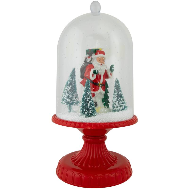 13.5" LED Lighted Snowing Musical Santa Under Cloche Christmas Decoration