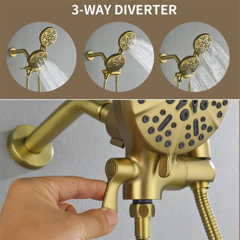 Wall Mounted High Pressure Shower System with Tub Spout Shower Faucet with Rain Shower Head and Handheld Spray