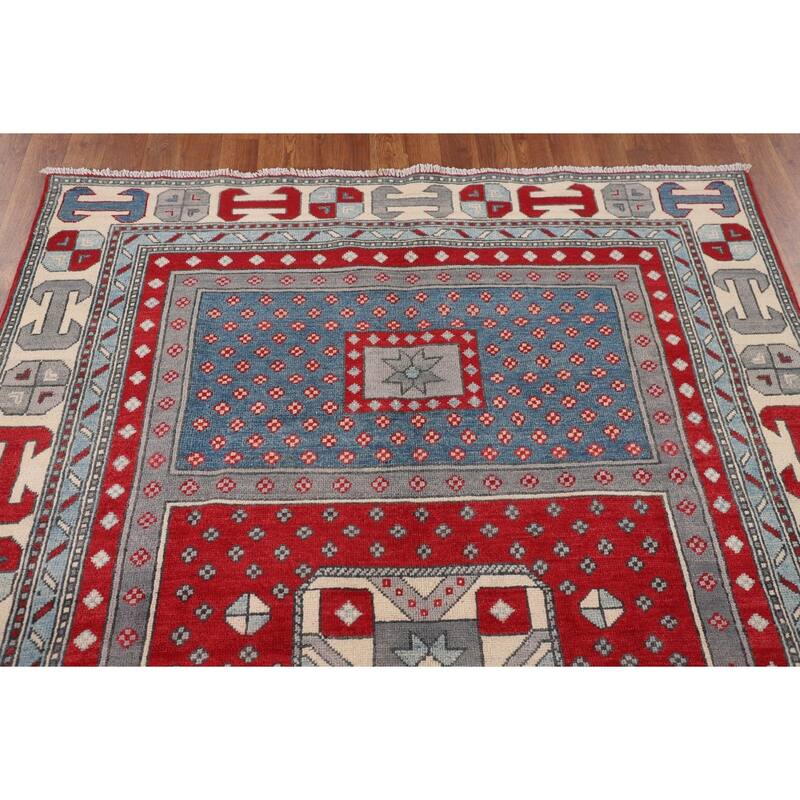 Kazak Oriental Area Rug Handmade Grey Traditional Wool Carpet - 4'11" x 6'9"