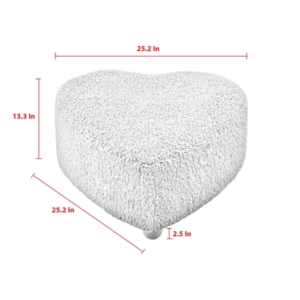 Alyna Sherpa Upholstered , Heart Shape Ottoman For Living