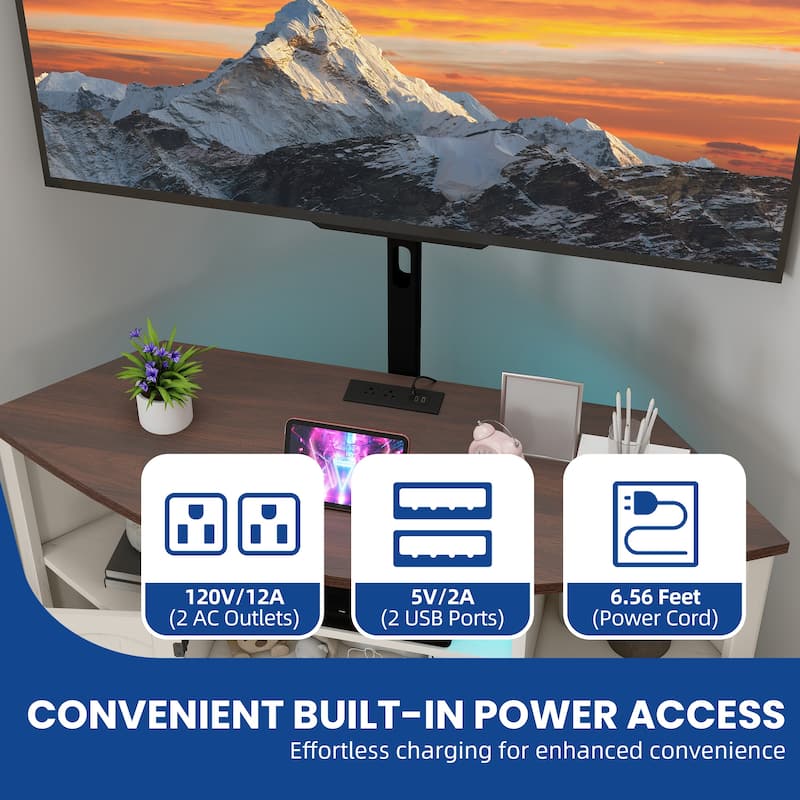 Moasis Farmhouse Corner TV Stand and Entertainment Center with Mount for Living Room