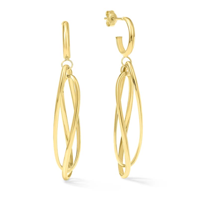 Clover 14K Yellow Gold High-Polish Twisted Oval Drop Earrings