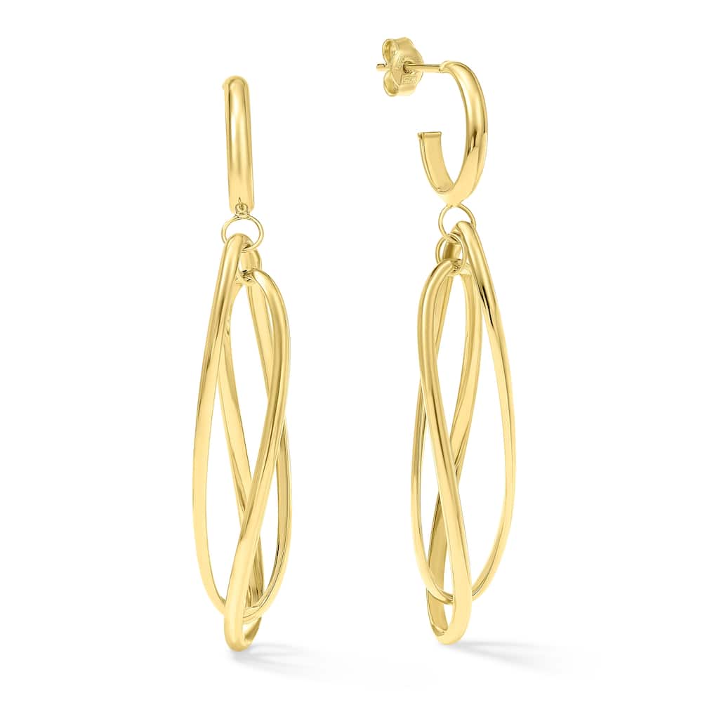 Clover 14K Yellow Gold High-Polish Twisted Oval Drop Earrings