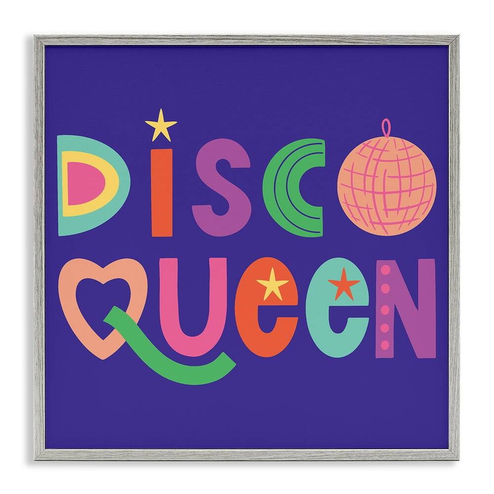 Stupell Disco Queen with Retro Letters Framed Giclee Art Design By Sazerelli Designs