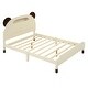preview thumbnail 4 of 10, Full Size Wood Platform Bed with Bear-shaped Headboard,Bed with Motion Activated Night Lights,Cream+Walnut