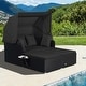 preview thumbnail 25 of 61, Outdoor Patio Daybed with Canopy and Foldable Side Trays - 65" x 60.5 x 58.5"