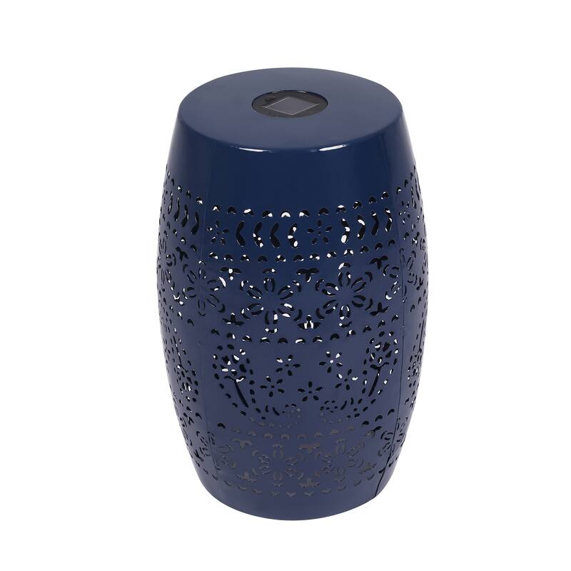 Solar Side Table with Built-in Solar Battery,Stunning Flower Pattern at Night,Eco-Friendly
