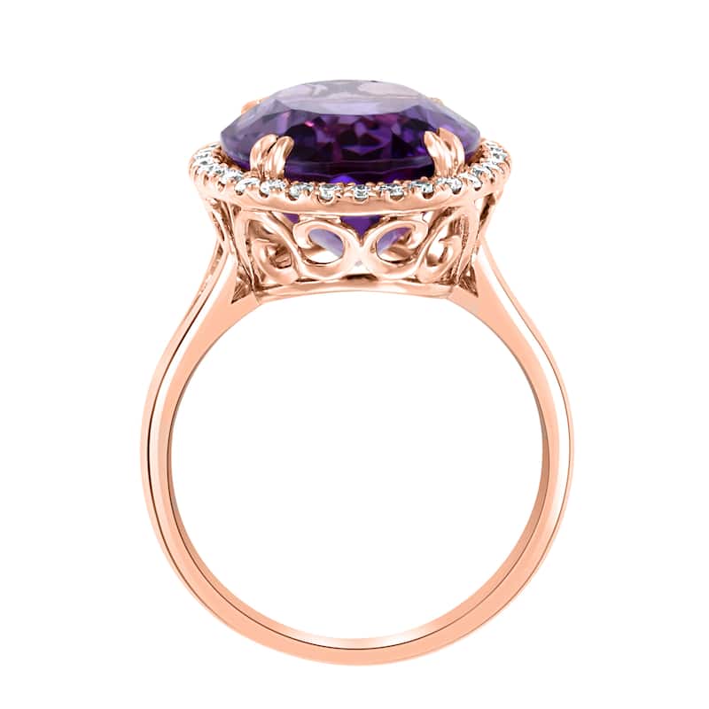 EFFY 14K Gold Diamond,Oval Amethyst Ring