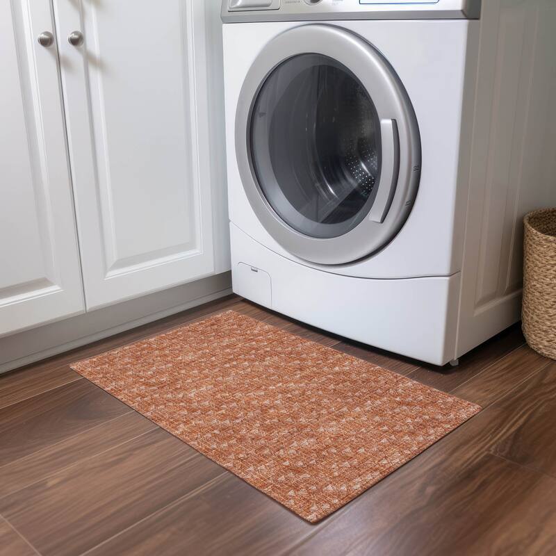 Machine Washable Indoor/ Outdoor Arrows Chantille Rug - Terracotta - 1'8" x 2'6"