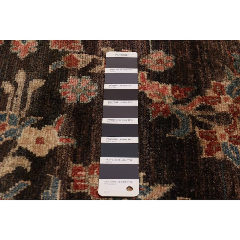 ECARPETGALLERY Hand-knotted Andelz Black, Dark Brown Wool Rug - 3' 7" x 9' 7"