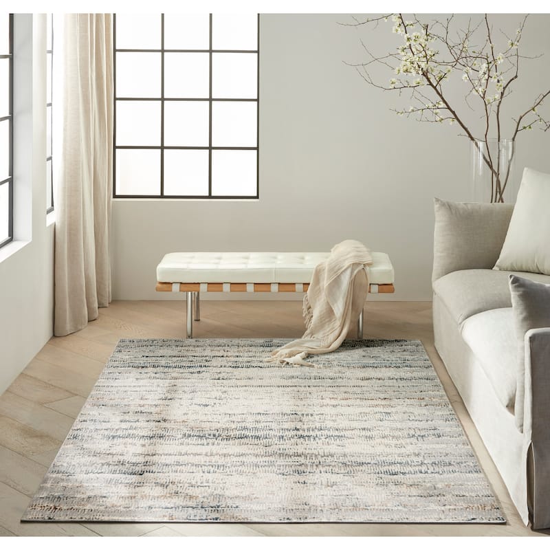Calvin Klein CK073 Compass Indoor only Ivory Abstract Area Rug