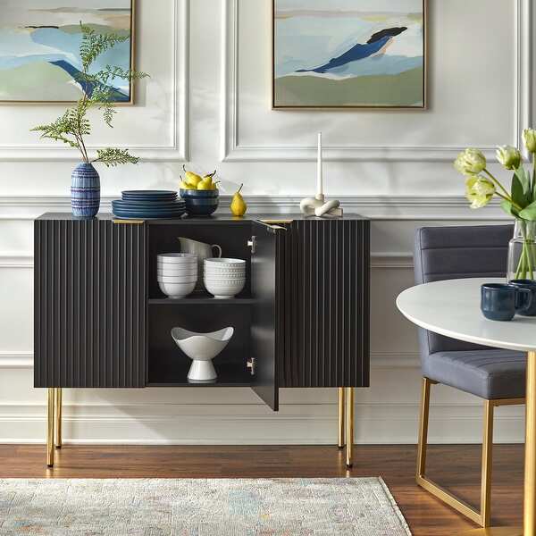 Lifestorey Valen Channel Front Sideboard Buffet with Adjustable Shelves