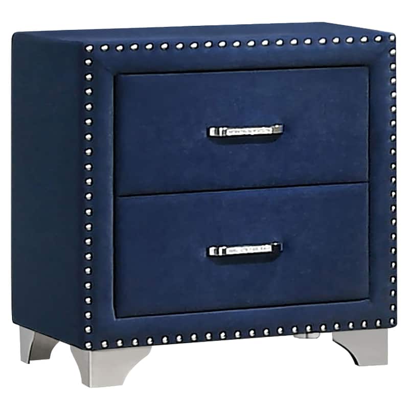 Giya 4pc King Bedroom Set, Classic Tufted Dark Blue Velvet Upholstery