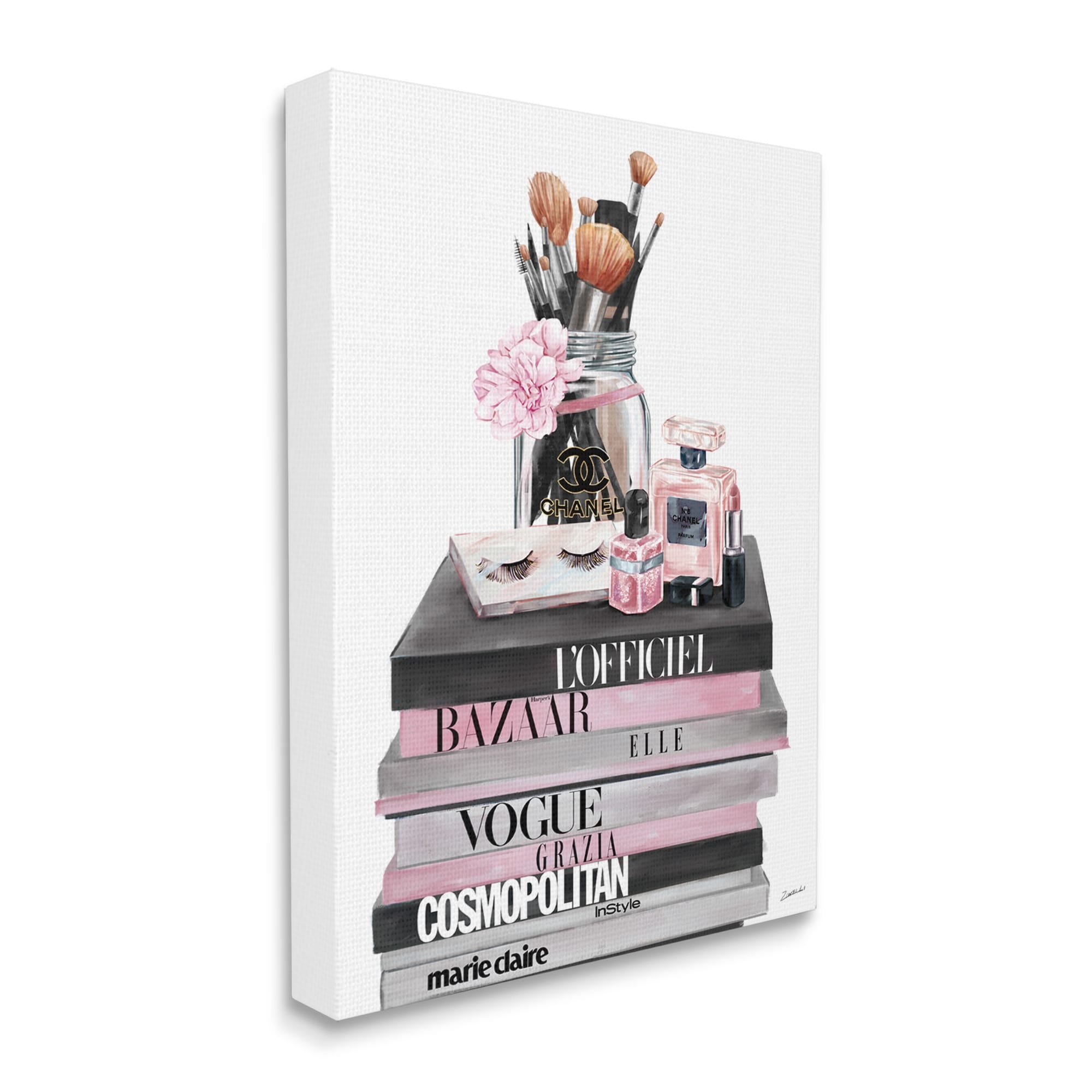 Stupell Industries Glam Fragrance Fashion Book Stack Black Zebra