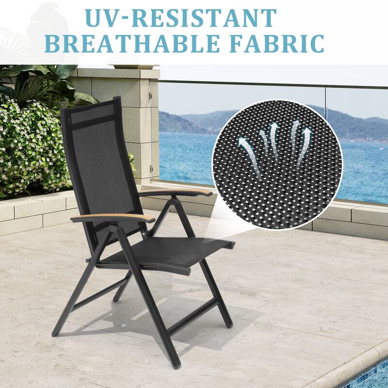 9-Piece Outdoor Patio Dining Set Aluminum Dining Table with Folding Chairs - Set of 9