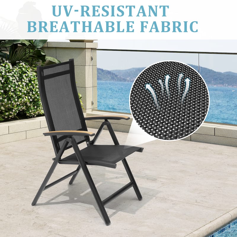Pellebant Patio Folding Chairs Camping Deck Garden Aluminum Dining Chair - 23.6 in W * 16.9 in D * 42.1 in H
