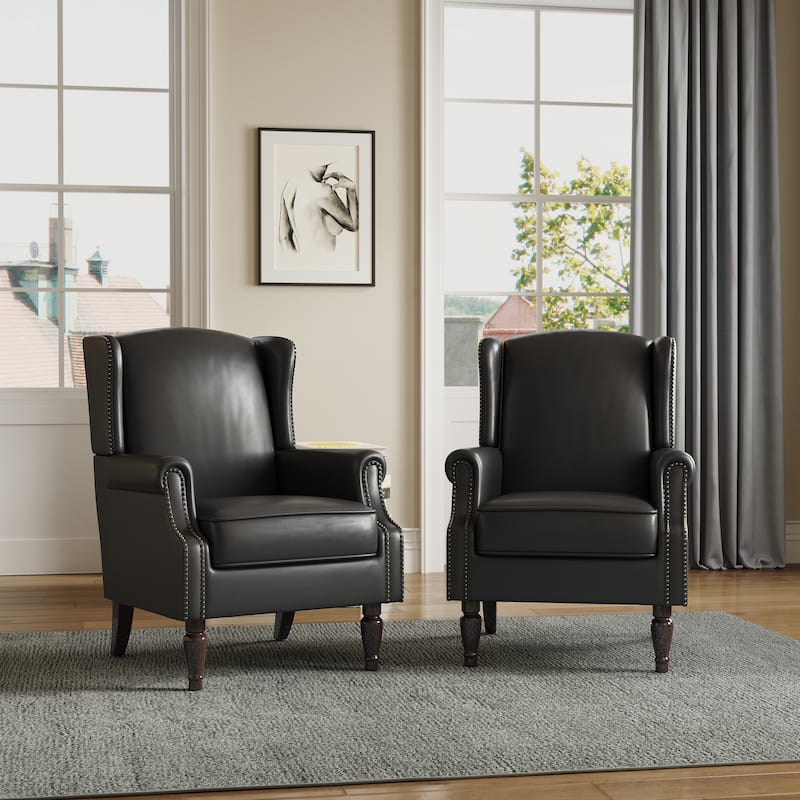 Traditional Nailhead Trim Armchair Accent Chairs Set of 2