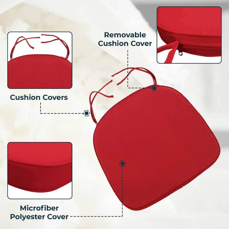 Memory Foam 15" U-Shaped Indoor Outdoor Dining Chair Pad Cushion for Kitchen Patio Garden (Set of 1, 2, 4 or 8)