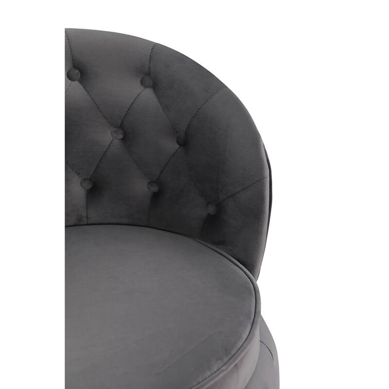 Modern 25.2" Velvet 360° Swivel Buttons Tufted Barrel Chair with Gold Stainless Steel Base and Storage