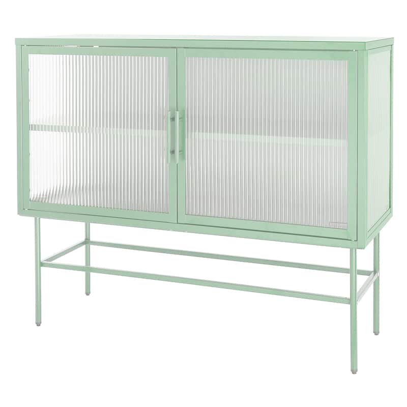 Console Table With 2 Fluted Glass Doors