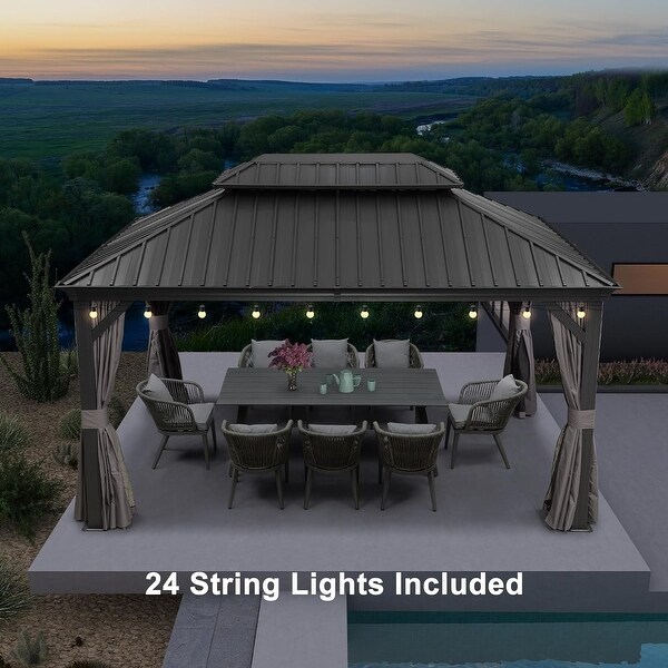 PURPLE LEAF Outdoor Galvanized Steel Hardtop Gazebo