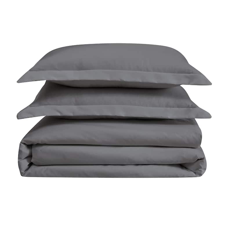 Cannon Heritage Solid 3 Piece Duvet Cover Set - Grey - Twin - Twin XL