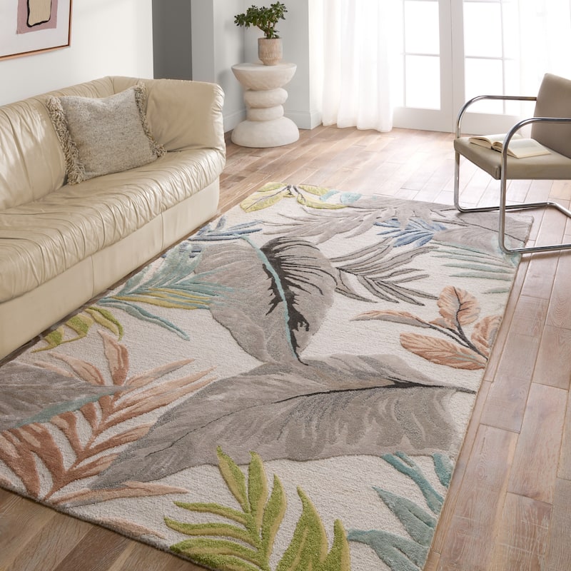 Solus Handmade Floral Gray/Green Area Rug
