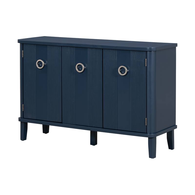 Modern Solid Wood Cabinet with Three Acacia Solid Doors and Adjustable Shelves Ideal for Living Room, Study, Corridor
